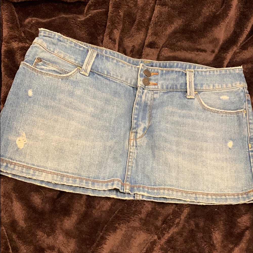 Distressed Denim Mini Skirt